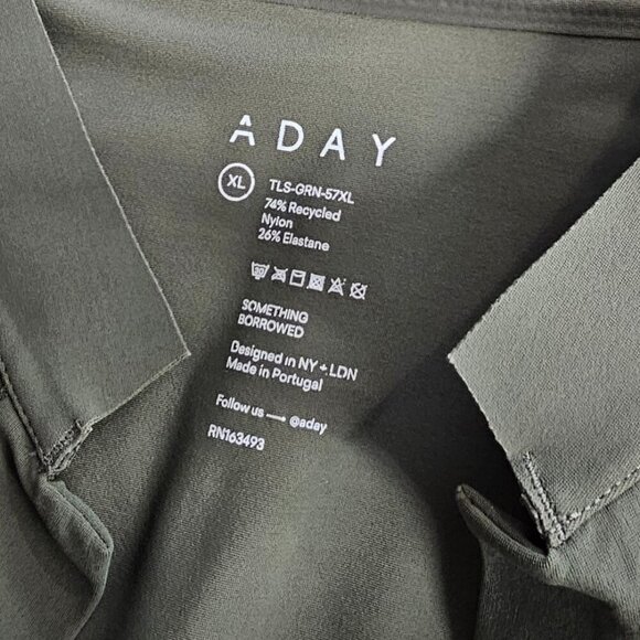 Aday Womens Something Borrowed Shirt, Green, Relaxed, Long, Stretch, Slit, XL - Picture 6 of 9